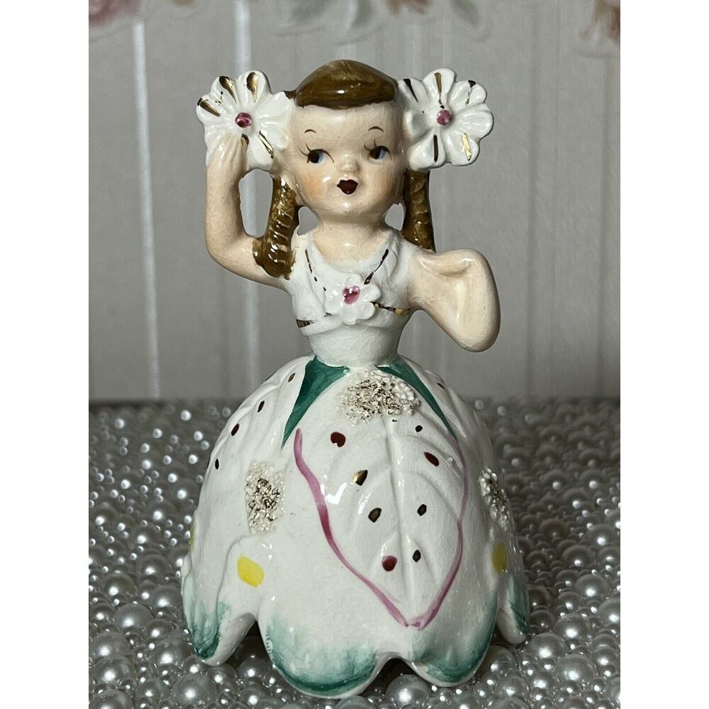 SONSCO NAPCO PORCELAIN BELL FIGURINE HULA GIRL 1950’S 4"H JAPAN
